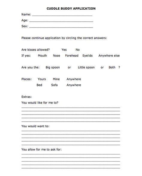 cuddle buddy Girlfriend Contract, Cuddle Application, Cuddle Buddy Application, Best Friend Application, Platonic Marriage, Girlfriend Application, Boyfriend Application, Friend Application, Single As A Pringle