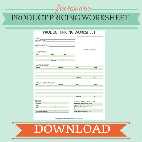 product pricing worksheet Product Pricing Worksheet, Craft Pricing Calculator, Free Printable Cleaning, Selling Crafts Online, Pricing Calculator, Free Printable Crafts, Bakery Ideas, Small Business Plan, Selling Handmade Items