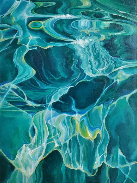 Light Reflecting On Water, Water Painting Abstract, Water Surface Painting, Aesthetic Water Painting, Reflection Textiles, Water Reflection Drawing, Art Notebook Ideas, Paper Painting Ideas, Black Paper Painting