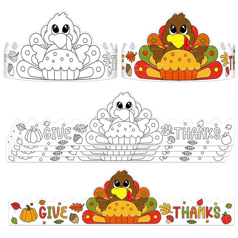 PETCEE Color Your Own Turkey Hats for Kids Adults 24PCS Thanksgiving Coloring Crowns Adjustable Turkey Paper Crowns Headbands for Kids Family Classroom Thanksgiving Crafts Activities Fall Party Favors Turkey Headband Craft, Fall Party Favors, Turkey Handprint, Turkey Hat, Holiday Cartoon, Thanksgiving Placemats, Paper Crowns, Felt Christmas Tree, Thanksgiving Kids