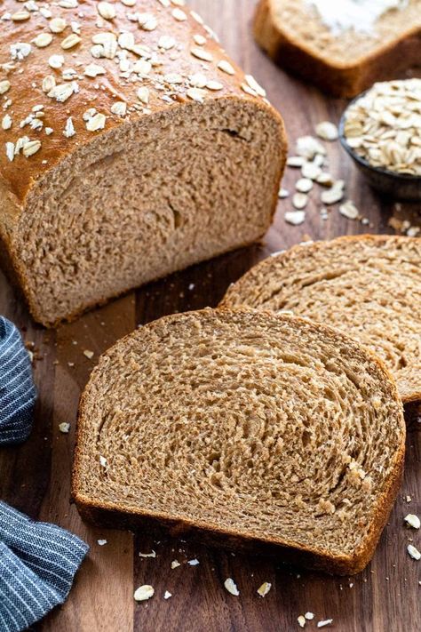 100% whole wheat bread recipe that yields soft, fiber-rich slices with a hint of sweetness. Add more whole grains to your diet without sacrificing taste. #wholewheatbread #homemadebread #bread via @foodiegavin Whole Wheat Bread Recipes, Wheat Bread Recipes, Whole Wheat Bread Recipe, 100 Whole Wheat Bread, Wheat Bread Recipe, Bread Sourdough, Sandwich Bread Recipes, Sourdough Baking, Whole Wheat Bread