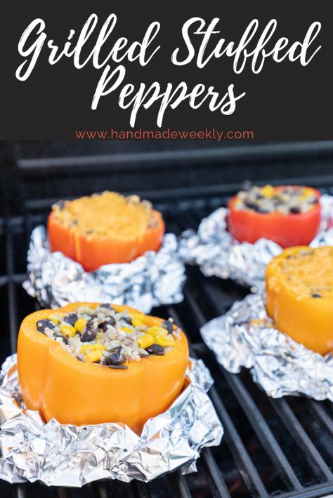 Grilled Stuffed Peppers - Handmade Weekly Peppers On The Grill, Grilled Stuffed Peppers, Baked Brie Appetizer, Basmati Rice Recipes, Easter Side Dishes, Quick Lunch Recipes, Baked Brie, Barbecue Recipes, On The Grill