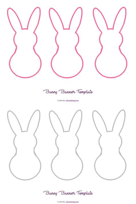 An Easter DIY Bunny Banner + Free Printable - Miss Sue Living Flower Templates Printable Free, Easter Bunny Letter, Easter Bunny Template, Bunny Banner, Bunny Paws, Easter Bunny Colouring, Diy Bunny, Bunny Templates, Bunny Silhouette