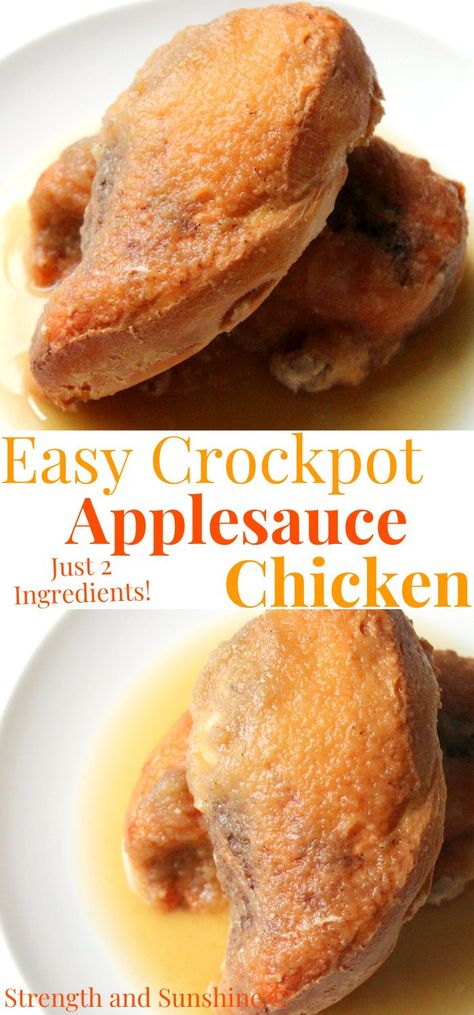 easy crockpot applesauce chicken recipe Recipes That Include Applesauce, Crockpot Apple Cider Chicken, Applesauce Chicken, Recipes Using Applesauce, Recipes With Applesauce, Chicken Tenders Crockpot, Dieting Meals, Recipe Using Applesauce, Cholesterol Meals