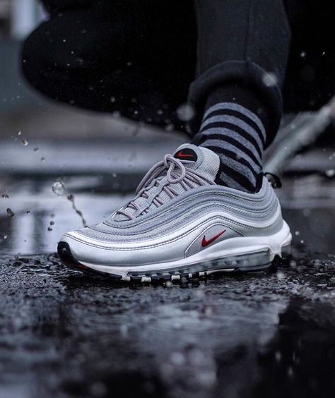 - Whos got a pair of Silver Bullets? By @pansolo Click the link in bio to shop these. Make sure to follow @getswooshed. Air Max 97 Silver Bullet, Sneakers Nike Air Max, Cheap Nike Air Max, Sneaker Lovers, Shoes World, Silver Bullet, Fresh Shoes, Nike Air Max For Women, Hype Shoes