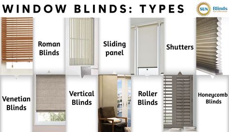 Through this pin we have shared the types of window blinds. Types Of Blinds For Windows, Home Blinds, Blinds For Windows Living Rooms, Types Of Blinds, Sun Blinds, Best Blinds, Zebra Blinds, House Blinds, Interior Design Courses