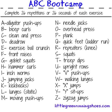 Letter Practice Kindergarten, Alphabet Workout, Abc Bootcamp, Abc Workout, Bootcamp Ideas, Letter Practice, Group Exercise, Evening Workout, Cheer Workouts