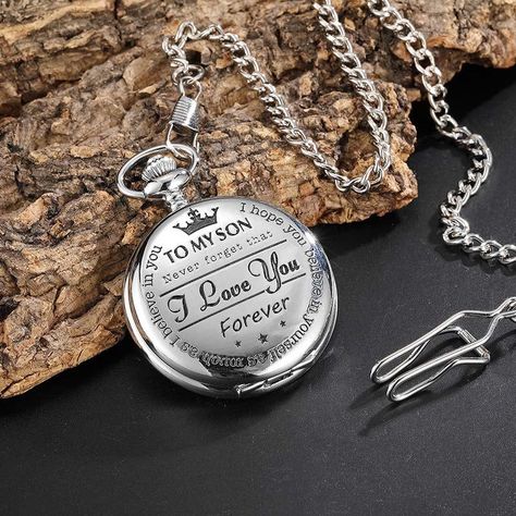 "Wonderful,item to give my sons, to in turn pass on to theirs.." - J F. Chain Watch, Pocket Chain, Diamond Bar Necklace, To My Son, Mother Son, Cluster Necklace, Son Gift, Engraved Necklace, Steel Necklace