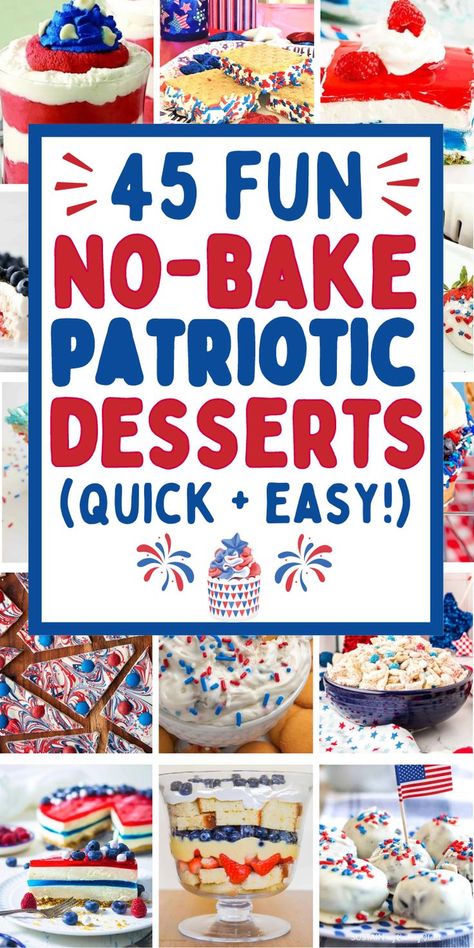 4th of July party food Patriotic No Bake Desserts, 4th Of July Easy Desert, 4th Of July Desserts For Camping, Easy 4th Of July Desserts Gluten Free, July 4th Desserts For A Crowd, 4th Of July Desserts Make Ahead, Quick 4th Of July Recipes, Cool Whip 4th Of July Desserts, Easy 4th If July Deserts