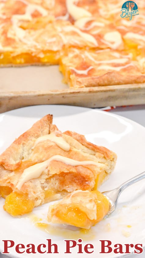 The best kind of pie is peach pie. Fight me. I planted two peach trees to make all the peach pies all summer long. When the peaches started ripening, I decided to make a peach slab pie to have an even bigger peach pie. Slab pie is sort of like peach pie bars. Then decided to add some bourbon to the peach pie filling for an even richer flavor for a bourbon peach slab pie. Peach Slab Pie, Peach Pie Bars, Pie Bars Recipe, Slab Pies, Apple Treats, Peach Pie Filling, Peach Dessert Recipes, Pie Bar Recipes, Slab Pie