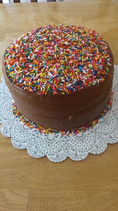 Sprinkles cake Chocolate Sprinkle Cake, Chocolate Cake Birthday Decoration, Chocolate Cake With Sprinkles, Cake With Sprinkles, Sprinkles Cake, Cake Sprinkles, Sprinkle Cake, Chocolate Sprinkles, Chocolate Frosting