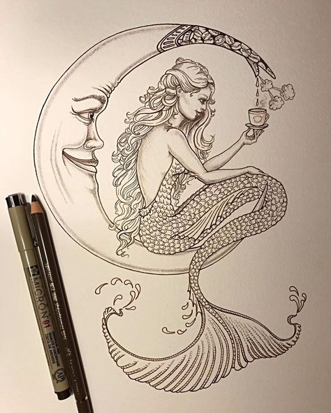 Mermaid Pen Drawing, Mermaid Scales Drawing, Scales Drawing, Define Art, Scale Drawing, Mermaid Scales, Mermaid Art, Color Pencil Drawing, Beauty Logo