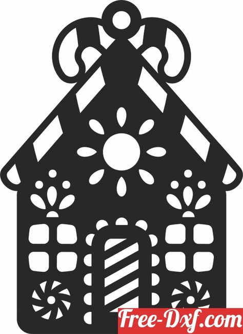 Gingerbread House Silhouette, Gingerbread House Template, Cocoa Party, House Silhouette, Free Dxf Files, Christmas Bunny, Gingerbread Village, Halloween Silhouettes, Christmas Gingerbread House