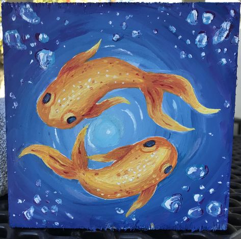 “Somethings fishy” I painted this! Give me credit if you use it! - Elizabeth Hannah •  #art #paint #water #painting #acrylic #fish #pisces #artwork #wood Pisces Artwork, Pisces Painting, Artwork Wood, Pieces Zodiac, Pisces Fish, Paint Water, Yellow Fish, Paint Nite, Two Fish