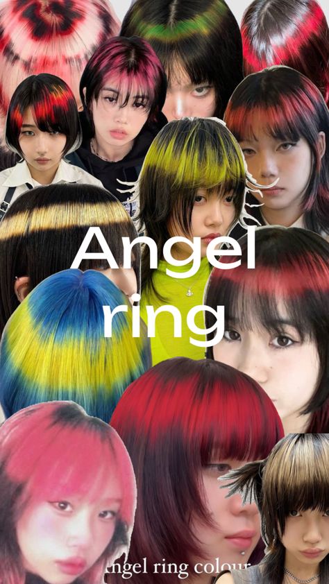 angel ring #hair #multicolour #angelring #halo #angel #inspo #hairinspo #firstpost Angel Halo Hair Dye, Angel Ring Hair, Halo Hair Dye, Angel Fangs, Halo Angel, Angel Halo, Angel Ring, Halo Hair, Haircut Hairstyle