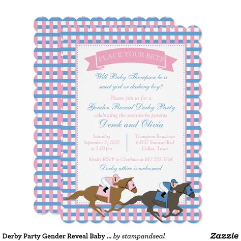 Gender Reveal Party Ideas, Reveal Party Ideas, Gender Reveal Invitations, Derby Party, Baby Shower Gender Reveal, Free Birthday Invitations, Free Birthday Invitation Templates, Reveal Parties, Gender Reveal Party