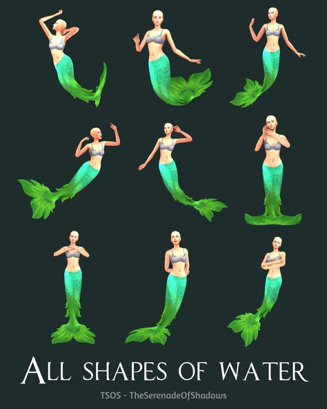 25. All shapes of water - MerMay 21 - Sims 4 mermaid poses | Patreon Sims 4 Mermaid Poses, Sims 4 Mermaid Cc, Mermaid Poses, Sims 4 Poses, Sims Poses, Ts4 Poses, Mermaid Pose, Sims 4 Traits, 4 Poses