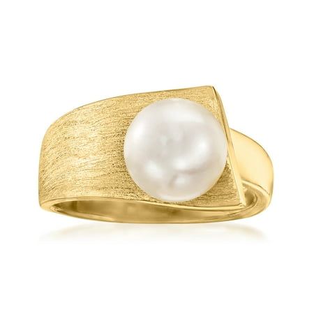 Ross-Simons is the authority on fashionable must-haves. A chic design you could wear with any look! A satin and polished 18kt yellow gold over sterling silver band hosts a singular 8-8.5mm cultured freshwater button pearl, adding a luminous glow to this pretty ring. 3/8" wide. White pearl ring. Each Ross-Simons item arrives in a fine jewelry presentation box. Shop Ross-Simons jewelry risk-free as all items include a 30-day, 100% money-back guarantee. Pearl Information Pearl Type 1: Freshwater-Cu Mermaid Pendant Necklace, Garnet Drop Earrings, White Pearl Ring, Cultured Pearl Ring, Pearl Birthstone, Ring Pearl, Mermaid Pendant, Pretty Ring, Freshwater Pearl Ring