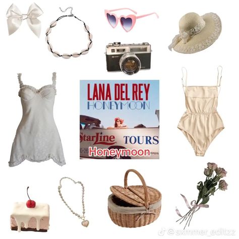 Honeymoon Lana Del Rey Aesthetic Outfits, Lana Del Rey Honeymoon Outfit, Lana Del Rey Honeymoon, Honeymoon Outfits, Lace Bows, Concert Fits, Lana Del Ray, Pink Flamingos, Aesthetic Outfits