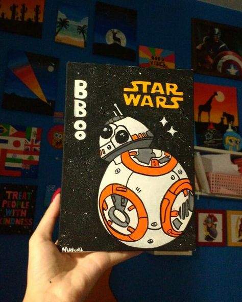 Starwars Canvas Painting, Star Wars Canvas Painting, Star Wars Art Painting, Star Wars Painting, Star Wars Bb8, Star Wars Drawings, Cuadros Star Wars, Bb 8, Star Wars Fan Art