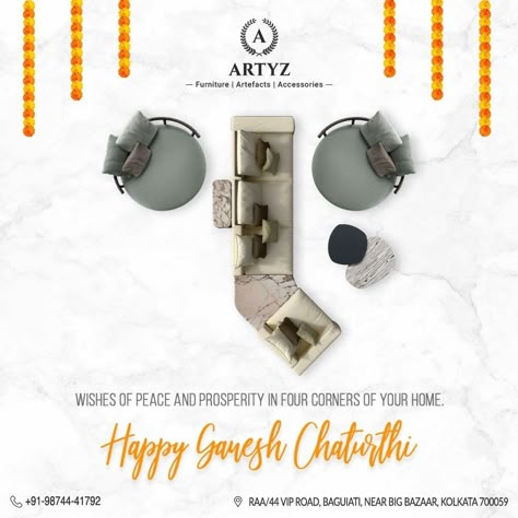 Ganesh Chaturthi Post For Real Estate, Ganesh Chaturthi Real Estate Ads, Ganesh Chaturthi Creative Post, Ganesh Chaturthi Ads, Ganesh Chaturthi Post, Festival Marketing, Diwali Story, Furniture Promo, Student Images