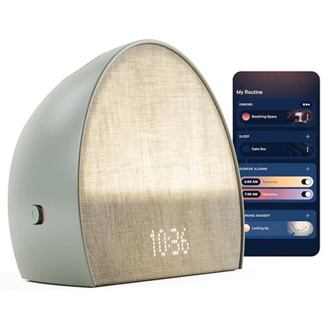 Hatch Restore 2 Sunrise Alarm Clock, Sound Machine, Smart Light (Slate) ー Your Smart Sleep Clock, White Noise, Customizable Sleep Routines for Adults, Unwind Gently, Dimmable Clock, Wake Up Energized Hatch Sunrise Alarm, Hatch Restore 2, Sunrise Alarm Clock Aesthetic, Hatch Alarm Clock Aesthetic, Hatch Alarm Clock, Hatch Sound Machine, Hatch Alarm, Routines For Adults, Hatch Restore