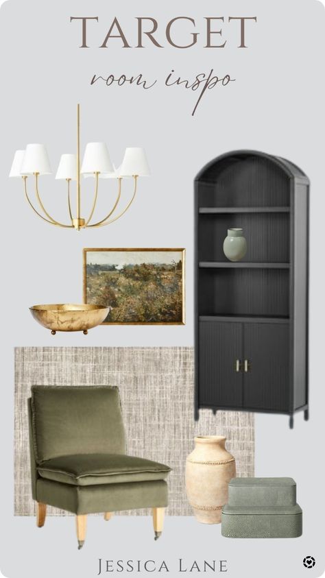 Target room inspiration. Studio McGee, Target home, new release, Target furniture, black cabinet, velvet chair, shelf styling, decorative objects, framed art, gold chandelier Follow me in the @LTK shopping app to shop this post and get my exclusive app-only-content! #liketkit #LTKhome #LTKstyletip #LTKSeasonal @shop.ltk https://liketk.it/3ZsgL Chair Shelf, Mcgee Target, Target Furniture, Target Home, Furniture Black, Black Cabinet, Tall Cabinet, Art Gold, Studio Mcgee