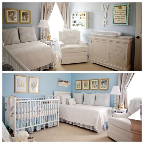 Nursery With Twin Bed And Crib, Nursery Daybed, Small Nursery Layout, Nursery Guest Room Combo, Princess Rooms, Toddler And Baby Room, Nursery Layout, Nursery Guest Room, Baby Corner