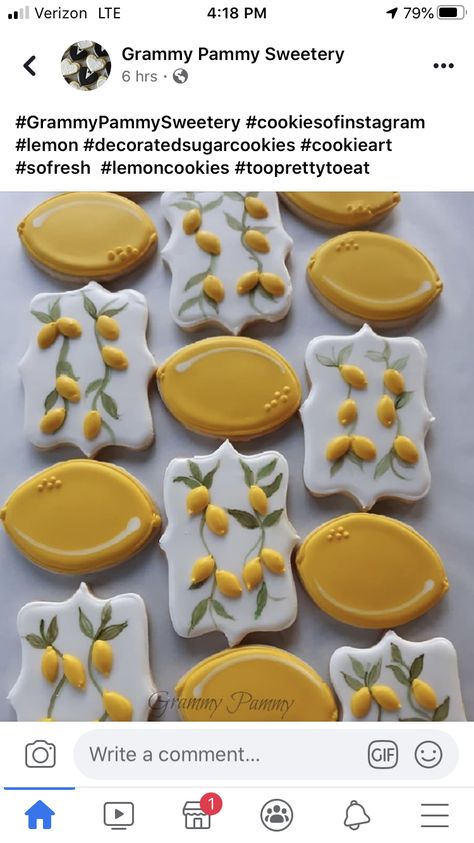 Fruit Sugar Cookies, Lemon Sugar Cookies, Sugar Cookie Royal Icing, Bridal Shower Cookies, Spring Cookies, Summer Cookies, Sugar Cookie Designs, Pretty Cookies, Fancy Cookies