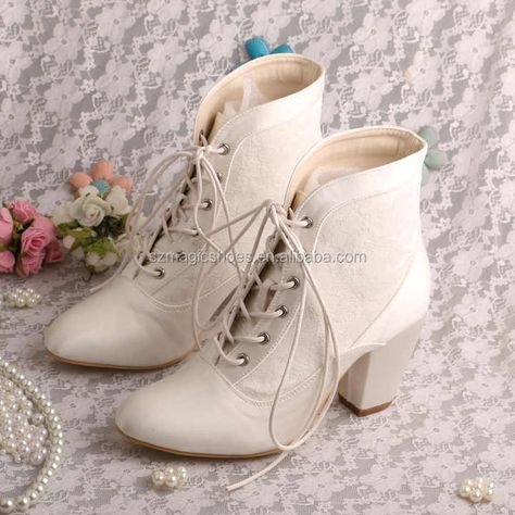 Wholesale Lace-up Winter Wedding Boots Bridal Chunky Heel From m.alibaba.com Winter Wedding Boots, White Wedding Boots, Bride Boots, Outdoor Wedding Shoes, Winter Wedding Shoes, Heel Sandals Outfit, Boots Chunky Heel, Bridal Boots, Dr Shoes