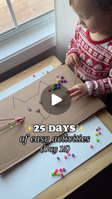 Lily b Coco - Silly Miss Lily on Instagram: "Here’s easy kids fine motor skills activity that’ll keep your little one entertained and learning through play! Draw a cat on cardboard and attach pipe cleaners as whiskers! Use cute beads to decorate them and make fun designs! This activity is perfect to promote fine motor skills, pinch, grasp, dexterity, patience, focus and so much more! Save this & follow for more of 25 days of easy activities with minimal prep! #easyactivities #toddler #paisleyscorner #DIY" Preschool Cat Activities, Pet Activities For Toddlers, Toddler Fine Motor Activities, Fine Motor Skills Activity, Motor Skills Activity, Draw A Cat, Cute Beads, Fine Motor Activities For Kids, Cat Activity