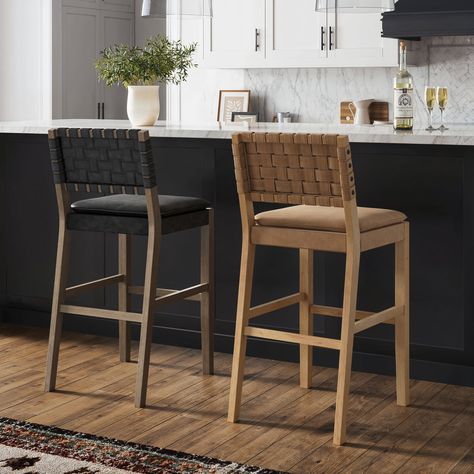 Modern Kitchen Pendants, Bar Stool Upholstered, Mid Century Modern Bar, Nathan James, Mediterranean Interior, Bookshelves In Living Room, Kitchen Seating, High Chairs, Counter Height Chairs