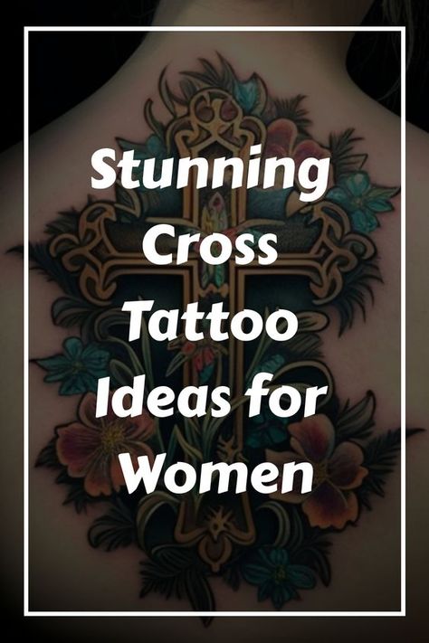 Discover elegance and faith with our Cross Tattoo Ideas For Females. Each design intertwines femininity and spirituality, symbolizing faith, hope, and personal beliefs in a delicate yet powerful way. Perfect for women seeking a meaningful expression of their devotion. Cross Neck Tattoo For Women, Back Cross Tattoo Women, Cross Back Tattoo Women, Cross With Words Tattoo, Celtic Cross Tattoo Feminine, Female Cross Tattoos, Dainty Cross Tattoos For Women, Tattoo Ideas Female Cross, Unique Cross Tattoos For Women