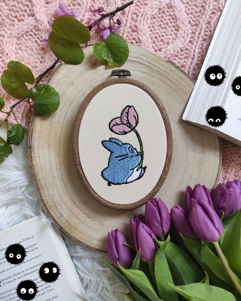 Embroidery Totoro, Totoro Embroidery, Totoro Cross Stitch, Blue Totoro, Totoro Pattern, Clothing Diys, Miyazaki Anime, Anime Cross Stitch, Diy Embroidery Designs