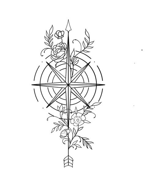 Tropical Compass Tattoo, Feminine Compass Tattoo Design, Nautical Drawing, Sailing Tattoo, Geometric Compass, Spinal Tattoo, Coordinates Tattoo, Compass Tattoo Design, Wind Rose