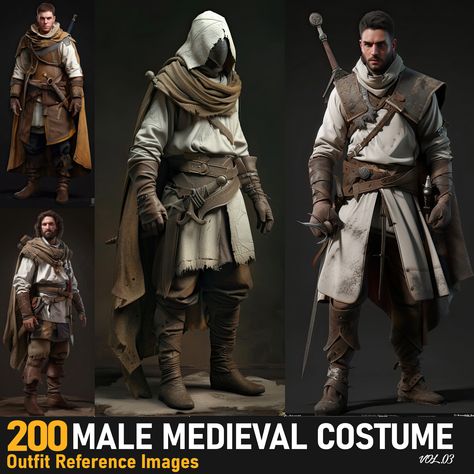 Medieval Armour Reference, Knight Cosplay Medieval, Medieval Cosplay Male, Dnd Winter Clothes, Medieval Ranger, Mannequin Design, Medieval Male, Medieval Character Design, Medieval Fantasy Clothing