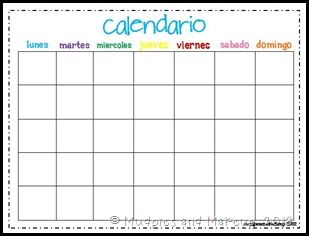 See the other resources found on this page for Date posters, etc. Calendar Month Spanish 1 Circle Time Printables, Spanish Printables, Preschool Spanish, Weekly Calendar Template, Spanish Curriculum, Teaching Printables, Homeschool Spanish, Spanish Basics, Spanish Posters