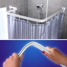 Amazon.com - Bendable Shower Curtain Rod Curve Arch Custom Corner or any Free-Form you desire 10 feet long by ShowerAuthority White Finish - Circular Shower Ring Rod Diy Showers, Round Shower Curtain Rod, Corner Bathtub Shower, Corner Shower Curtain Rod, Shower Curtain Rail, Shower Curtain Track, Curved Curtain Rods, Corner Bath Shower, Curtains Pictures