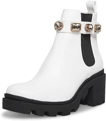 Steve Madden Women's Amulet Ankle Boot Amulet Boots, Gucci Boot, Faux Leather Leggings Outfit, Rubber Sole Boots, Ankle Chain, Chelsea Ankle Boots, Star Shoes, Cute Boots, White Boots