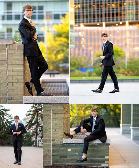 Boy Senior Photo Outfits, Boy Prom Poses, Downtown Senior Photos Boy, Suits For Guys, Male Graduation, Jcpenney Portraits, Graduation Session, Senior Photos Boys, Unique Senior Pictures