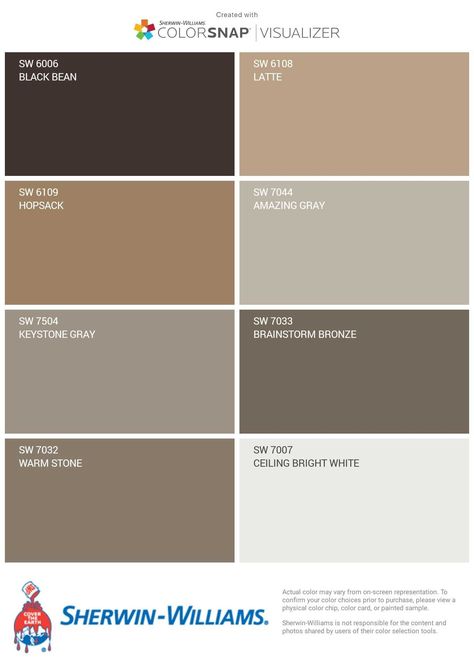 Rockwood Brown Sherwin Williams, Brown Color Palette Sherwin Williams, Coffee Bean Paint Color, 2023 Brown Paint Colors, Sherwin Williams Color Combinations, Dark Tan Paint Colors, Sherwin Williams Brown Exterior Colors, Sherwin Williams Tan Paint Colors, Warm Brown Paint Colors