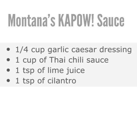 Montana’s Kapow! Sauce Montana's Chicken Tacos, Montanas Kapow Shrimp Recipe, Montana's Kapow Sauce, Kapow Shrimp Montanas, Kapow Sauce, Kapow Shrimp, Homemade Sauce Recipes, Chicken Taco Recipes, Taco Sauce