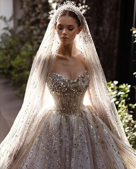 Princess Wedding Dresses Ball Gown Fairytale, Fairytale Wedding Dresses, Moon Fairy, Wedding Dresses Princess Ballgown, Fairy Tale Wedding Dress, Sparkle Wedding Dress, Fancy Wedding Dresses, Princess Ball Gowns, Dream Wedding Ideas Dresses