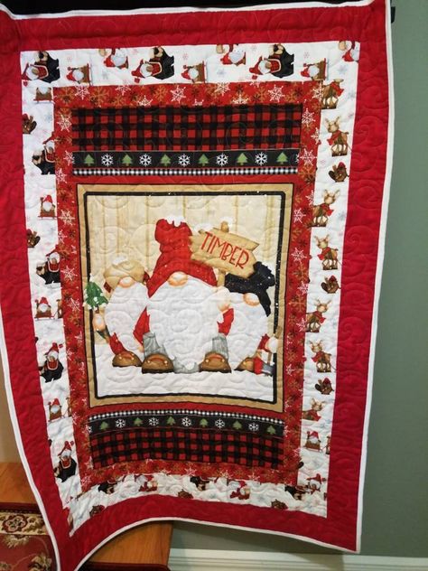 Santa Blanket Christmas Gnome Quilt For Christmas Gifts Red 468 Santa Blanket, Gnome Quilt, Xmas Blanket, Truck Quilt, Buffalo Plaid Quilt, Panel Quilt Patterns, Quilt Panels, Fabric Panel Quilts, Christmas Flannel