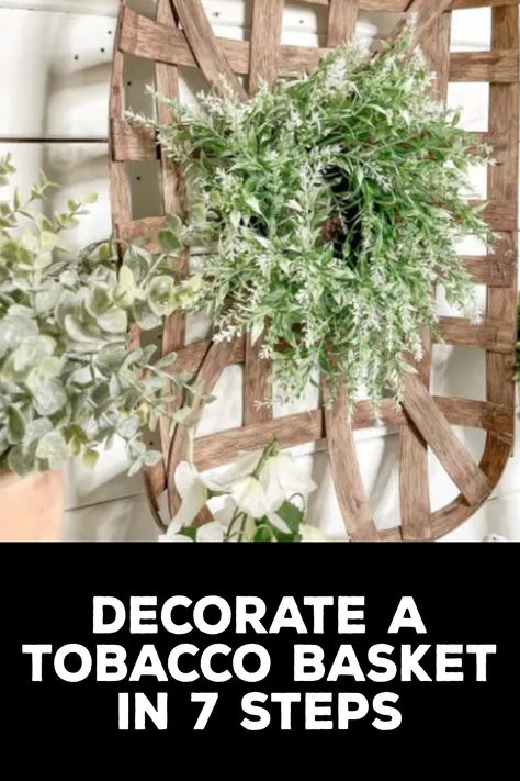 How to Decorate a Tobacco Basket Basket On Wall Decor, Basket On Wall, Diy Crafts To Do At Home, Basket Decor, Basket Uses, Cotton Wreath, Upcycled Home Decor, Christmas Crafts For Gifts, Diy Crafts To Do