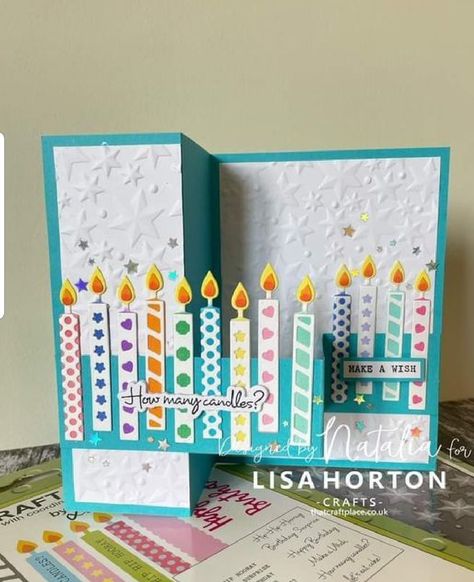 Z Cards Ideas, Shaker Cards Ideas Happy Birthday, Stampin Up 21st Birthday Cards, Stampin Up Birthday Card Ideas, Card Decoration Ideas, Birthday Candle Card, Lisa Horton, Fancy Fold Card Tutorials, Birthday Card Craft