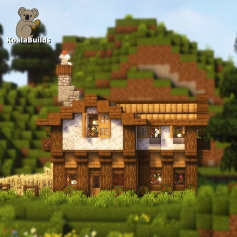 Small Cozy Farmhouse, Minecraft Dock, Minecraft Farm House, Minecraft Medieval Buildings, Minecraft House Decor, Minecraft Village Ideas, Cherry Blossom House, Minecraft Pfp, Build In Minecraft