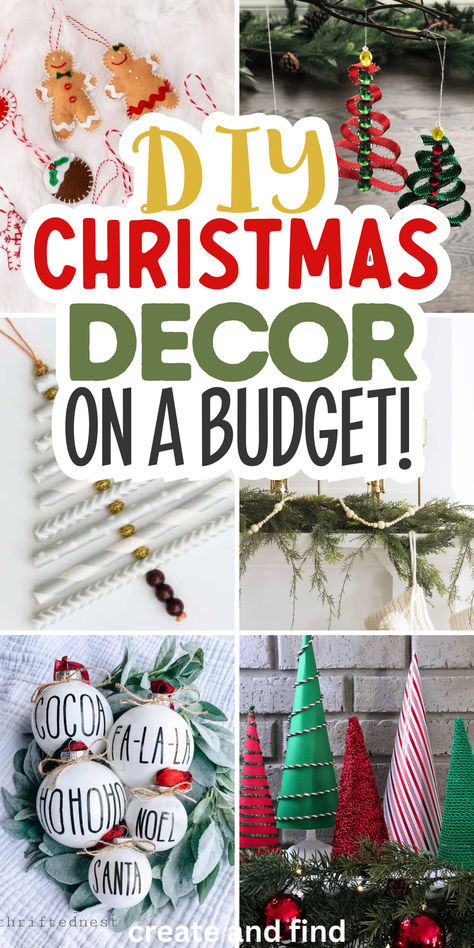 DIY Christmas decorations on a budget. Christmas Decoration On A Budget, Simple Cheap Christmas Decor, Inexpensive Diy Christmas Decorations, Simple Christmas Decor Ideas Easy Diy, Decorate For Christmas On A Budget, Diy Home Christmas Decor, Cheap Diy Decorations, Simple Christmas Decorations Diy, Cheap Christmas Decor Ideas