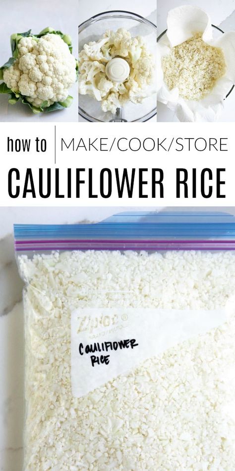 Cauliflower Rice Cook Cauliflower, Low Carb Veggie, Make Cauliflower Rice, Rice Cauliflower, How To Cook Cauliflower, How To Make Cauliflower, Cauliflower Rice Recipes, Rice Recipes For Dinner, Cauliflower Fried Rice