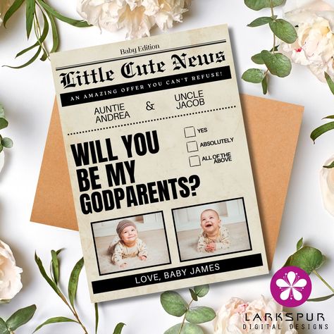 Invite your loved ones to be part of your baby's special day with our heartfelt godparent proposal gifts, perfect for asking the godmother and godfather to take on this cherished role at the christening! #GodparentProposal #BabyChristening #GodmotherGift #GodfatherGift #ChristeningCelebration #SpecialOccasion #NewbornBaptism #FamilyTradition God Parent Proposal Ideas, Godfather Proposal Ideas, Asking Godparents, Godfather Proposal, Godparent Proposal, Godfather Gifts, Photography Poses Family, Godmother Gifts, Baby Christening